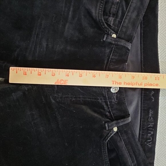 7 For All Mankind Jeans Women 32 (34x30) Black Velvet Straight Low Rise Velour - Picture 5 of 16